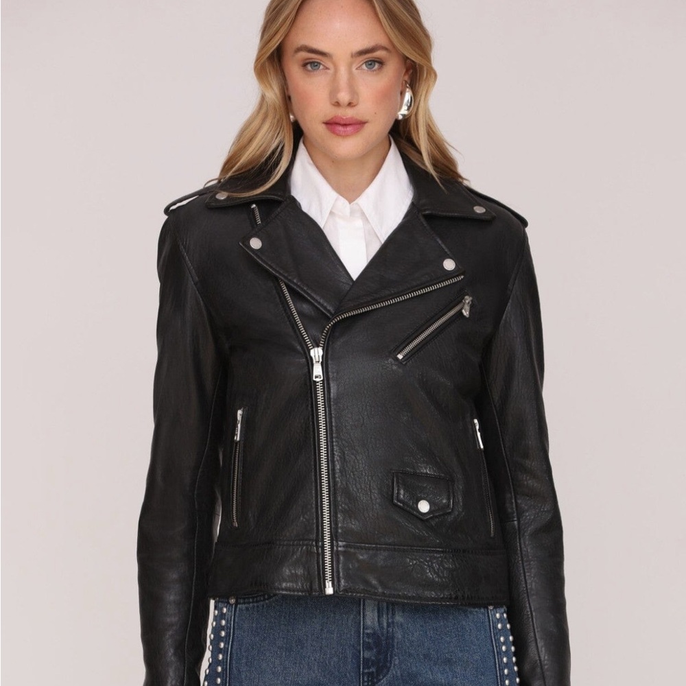 Avec Les Filles Women's Black Vegan Leather Biker Jacket